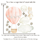 Baby animal inside Hot Air Balloon - Fabric Nursery Wall Art Decals