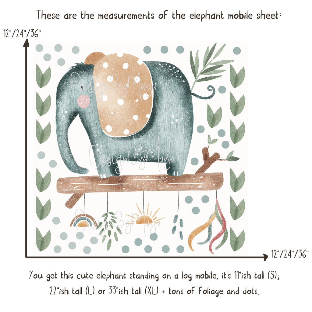 Baby Elephant - Fabric Nursery Wall Art Decals