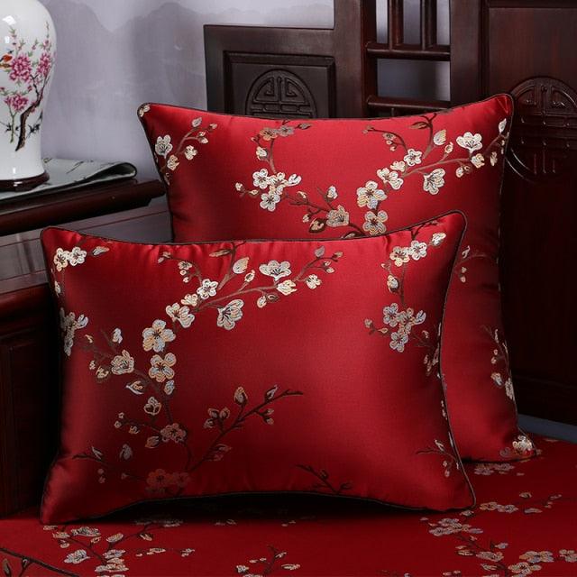 Floral Decorative Pillow Covers Spring Polyester Cushion Cover For Home Decorative Sofa Armchair Bedroom Livingroom Embroidery Floral Pattern Square Decorative Throw Pillow Case Cushion Cover