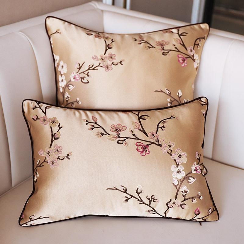 Floral Decorative Pillow Covers Spring Polyester Cushion Cover For Home Decorative Sofa Armchair Bedroom Livingroom Embroidery Floral Pattern Square Decorative Throw Pillow Case Cushion Cover