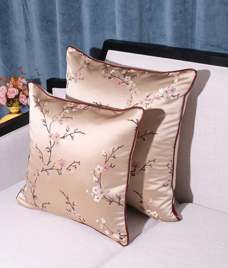 Floral Decorative Pillow Covers Spring Polyester Cushion Cover For Home Decorative Sofa Armchair Bedroom Livingroom Embroidery Floral Pattern Square Decorative Throw Pillow Case Cushion Cover