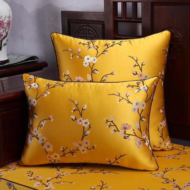 Floral Decorative Pillow Covers Spring Polyester Cushion Cover For Home Decorative Sofa Armchair Bedroom Livingroom Embroidery Floral Pattern Square Decorative Throw Pillow Case Cushion Cover