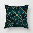 Flower Leaves Pattern Throw Pillow Case Teal Blue Cushion Covers Modern Teal Throw Pillow Covers Ocean Bohemia Decorative Couch Pillow Cases Sea Cotton Linen Decorative Pillowcases