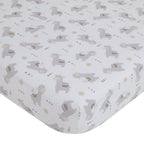 Mama's Little Llama Grey, White and Charcoal 4 Piece Nursery Crib Bedding Set - Comforter, Crib Sheet, Dust Ruffle and Nursery Organizer