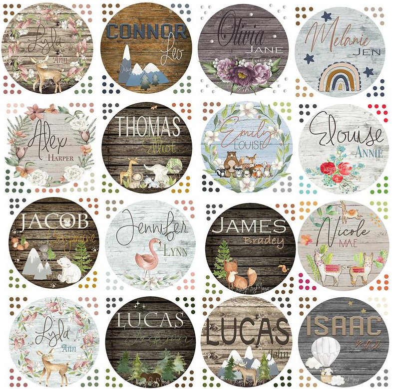 *YOU CREATE* - Wooden Themed Name Tag - Fabric Nursery Wall Art Decals - Personalized By You