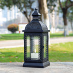 13''H Rustic Metal Candle Lantern(Black)