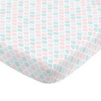Sugar Reef Mermaid 4 Piece Nursery Crib Bedding Set - Appliqued Round Play Quilt, 100% Cotton Fitted Crib Sheet, Shirred Crib Skirt with 16" Drop, Nursery Organizer
