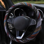 New Baja Blanket Car Steering Wheel Cover Linen Universal Elastic Flax Stripe Cool Interior Car Steering Wheel Cover Ethnic Style Car Accessories Steering Wheel Covers with Cloth for Women Breathable Anti Skid Better Grips Steering Wheel Cover Women