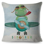 Nordic Style Pillow Cover Cute Cartoon Animal Drive Dinosaur Car Polyester Cotton Cushion Cover For Sofa Home Kids Room Throw Pillow Case Cover Dinosaur Cartoon Gray Soft Pillow Case For Decorative Bedroom Livingroom Sofa Farm House Cushion Covers