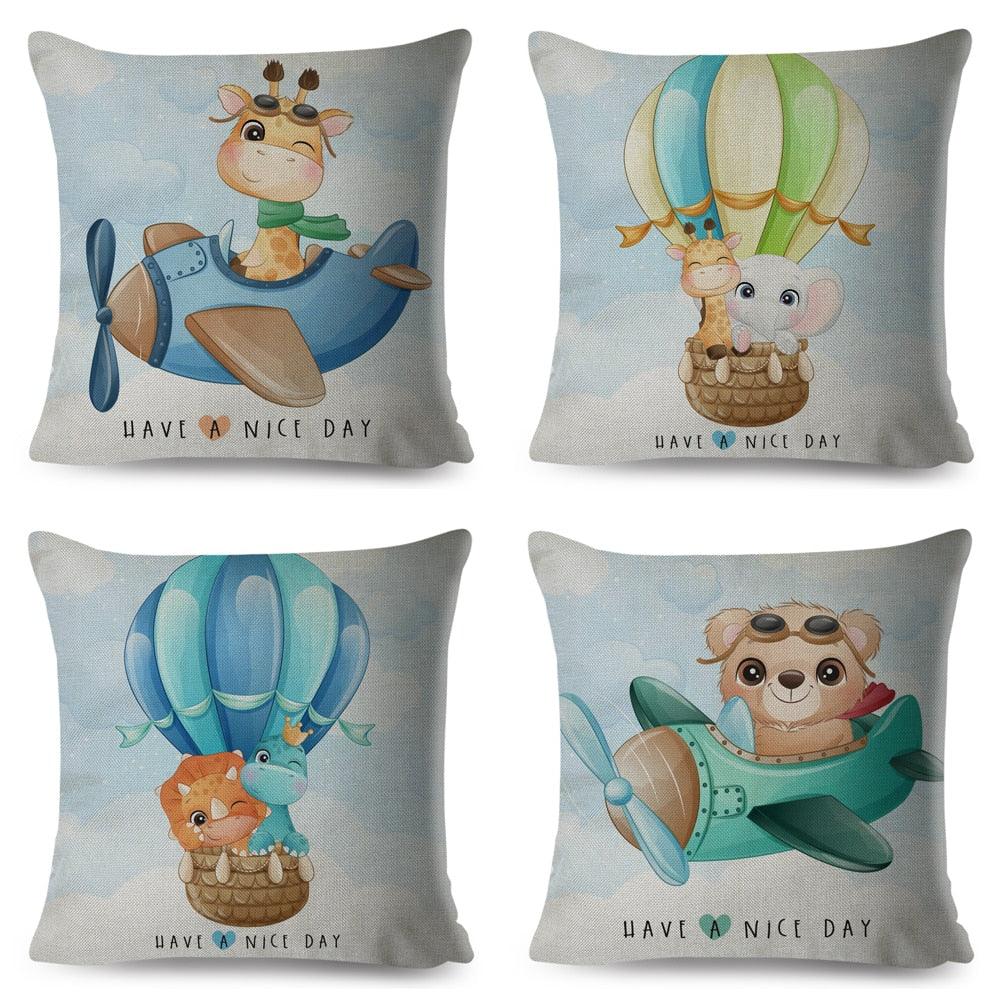 Nordic Style Pillow Cover Cute Cartoon Animal Drive Dinosaur Car Polyester Cotton Cushion Cover For Sofa Home Kids Room Throw Pillow Case Cover Dinosaur Cartoon Gray Soft Pillow Case For Decorative Bedroom Livingroom Sofa Farm House Cushion Covers