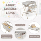 Baby Diaper Changing Table with Water Basin Wheel-Gray