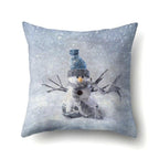 Snowman Christmas Cushion Cover Polyester Decorative Christmas Pillow Cover Merry Christmas Throw Cushion Covers Tree Reindeer Star Pillow Case For Party Throw Pillow New Year Xmas Decor Sofa Living Room Home Decoration