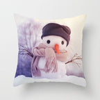 Snowman Christmas Cushion Cover Polyester Decorative Christmas Pillow Cover Merry Christmas Throw Cushion Covers Tree Reindeer Star Pillow Case For Party Throw Pillow New Year Xmas Decor Sofa Living Room Home Decoration