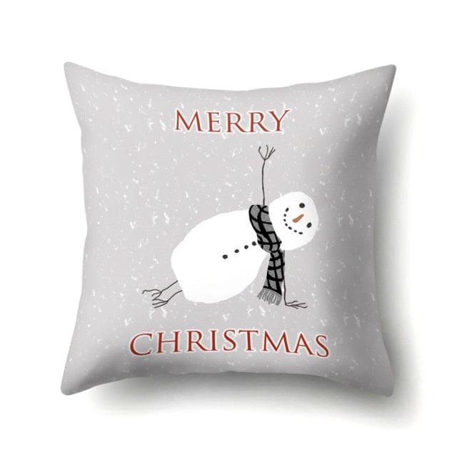 Snowman Christmas Cushion Cover Polyester Decorative Christmas Pillow Cover Merry Christmas Throw Cushion Covers Tree Reindeer Star Pillow Case For Party Throw Pillow New Year Xmas Decor Sofa Living Room Home Decoration