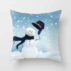 Snowman Christmas Cushion Cover Polyester Decorative Christmas Pillow Cover Merry Christmas Throw Cushion Covers Tree Reindeer Star Pillow Case For Party Throw Pillow New Year Xmas Decor Sofa Living Room Home Decoration