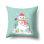 Snowman Christmas Cushion Cover Polyester Decorative Christmas Pillow Cover Merry Christmas Throw Cushion Covers Tree Reindeer Star Pillow Case For Party Throw Pillow New Year Xmas Decor Sofa Living Room Home Decoration