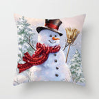 Snowman Christmas Cushion Cover Polyester Decorative Christmas Pillow Cover Merry Christmas Throw Cushion Covers Tree Reindeer Star Pillow Case For Party Throw Pillow New Year Xmas Decor Sofa Living Room Home Decoration