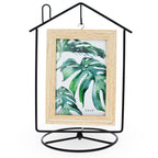 Black House-Shaped Hanging Photo Picture Frame and Metal Ornament Stand 8.7 Inches