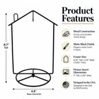 Black House-Shaped Hanging Photo Picture Frame and Metal Ornament Stand 8.7 Inches