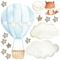 Baby animal inside Hot Air Balloon - Fabric Nursery Wall Art Decals
