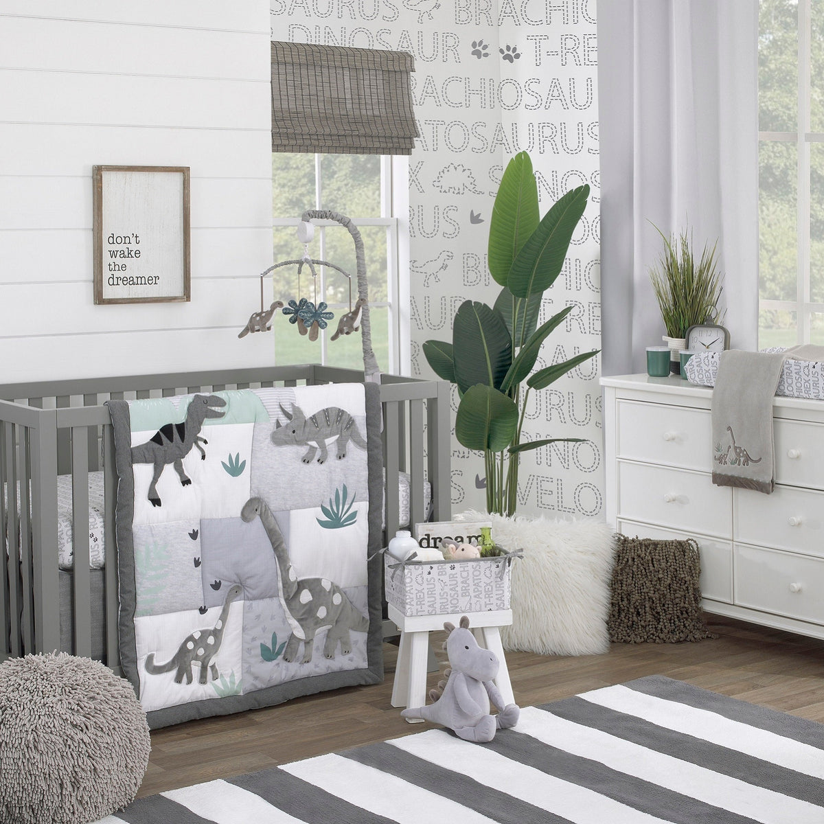 Baby-Saurus Gray Brontosaurus and Palm Tree Musical Mobile